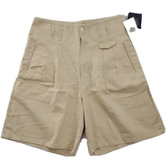 Vtg Levis Dockers Shorts Wmns 14 Linen Blend Beige Tan Bareback 32x9 80s 90s NWT - Picture 1 of 15